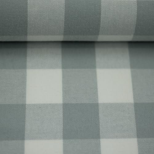 Baumwoll-Flanell AALEN | Karos | karierter Stoff | Pastell-Farben | Meterware | ab 50 cm (mint/weiß)