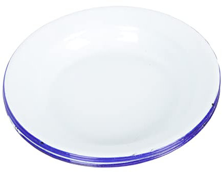 PartyKindom 4pcs 14cm Enamel Serving Plates Set Pure White Enamel Dishes for Snacks and Fruits Sturdy Enamelware Plates for Home and Hotel Dining