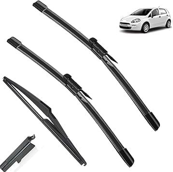 HOCAH Juego de Escobillas Limpiaparabrisas para Fiat Punto 199 Grande Punto 2005-2018 26in+15in+12in, Escobilla Coche Limpiaparabrisas Delantero, Fácil Instalación