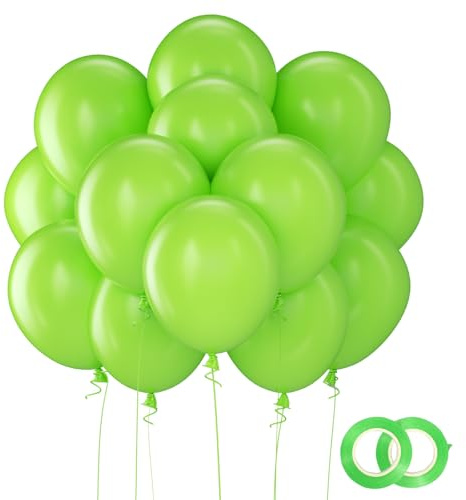 Matt Grüne Luftballons 12 Zoll, 100 Stück Vakuumverpackte Partyballons aus 100% Naturlatex, Heliumtaugliche Luftballons für Geburtstag, Frühlingsfest, Baby-Shower, Deko & Events