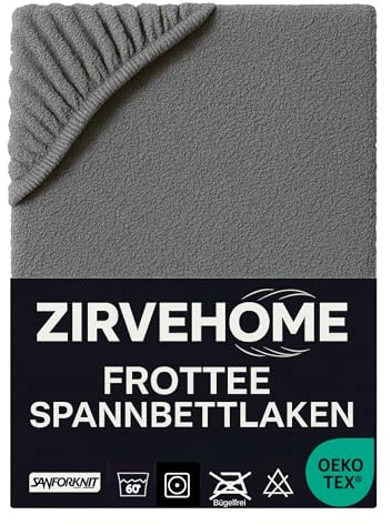 Frotte Spannbettlaken 90x200-100x200 cm - Winter Spannbetttuch Baumwolle Bettlaken warm Kuschelig Weiche Baumwolle Frottee Spannbettlaken für Matratzen bis 25 cm Höhe, Farbe Grau