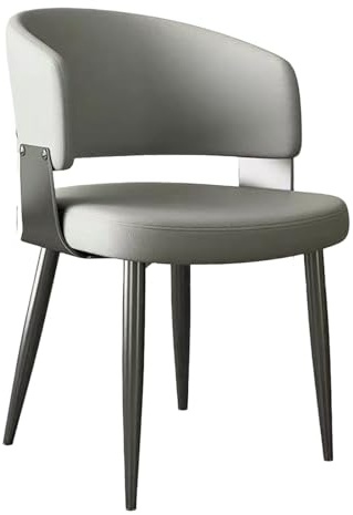 LIMENQIN Gepolstertes Esszimmerstuhl Set, Moderne Küchenstühle aus PU-Leder, Esszimmerstühle, Ergonomisch Geschwungene Rückenlehne, Stabile Metallbeine(Gray,Set of 2)
