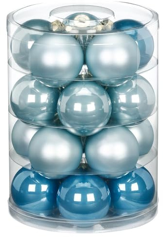 Magic Weihnachtskugeln Glas 6cm, 20 STK. Christbaumkugeln (Elysian Blue hellblau)