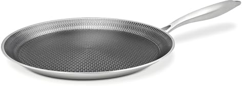 Bobikuke Poêle à Crêpes en Acier Inoxydable 30 cm, Revêtement Antiadhésif | Crêpière avec Revêtement Antiadhésif, Tous Feux dont Induction, sans PFOA