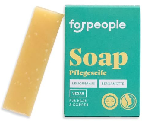 forpeople Seife fest – Bio Pflegeseife für Körper, Gesicht, Hände & Haar – Palmölfrei & plastikfrei – Sanfte Reinigung mit Aloe Vera – Handseife natürlicher Duft – Lemongrass