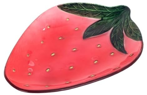 Assiette Décorative en Verre Forme Fraise – Plat Original Rouge Transparent – Vaisselle Design Fruit – 31 x 22,5 cm