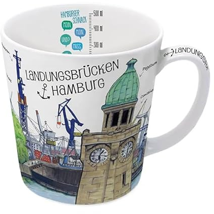 Kaffeebecher Hamburg Landungsbrücken, Kaffeetasse Tassen Teetassen Kaffeepott Henkelbecher