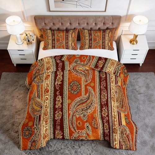 CozyRest Bettdecke Paisley-Muster Ethnischer Stil Indien Bettüberwurf Gesteppt, Bunt Tagesdecke Wohndecke Bettdecken Bedspread Schlafzimmer Steppdecke Decke Überwurf Sofaüberwurf für