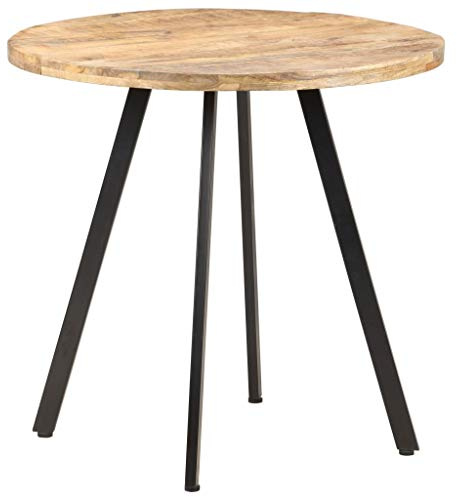 toolkix Esstisch 80 cm aus rauem Mangoholz mit schwarzem Metallgestell, runder Küchentisch, Stabiler Massivholztisch für Esszimmer und Wohnbereich, rustikaler Industrial Stil