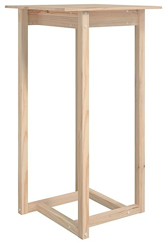 KPWENFBSL Bartisch 60x60x110 cm aus Kiefer Massivholz – Rustikaler Stehtisch, Hoher Bistrotisch für Küche, Esszimmer, Garten, Balkon und Party – Unbehandeltes Naturholz
