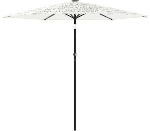 GHVBNMF Sombrilla con manivela blanca – Sombrilla de jardín cuadrada 268 x 268 x 226 cm – Sombrilla de playa con techo de paja de 8 capas y poste de acero para jardín, balcón, terraza, camping