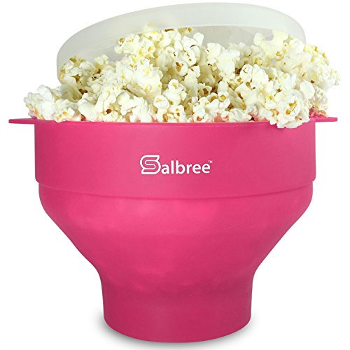 La máquina original Salbree plegable de silicona para hacer palomitas de maíz para microondas, cuenco para microondas con capacidad para 16 tazas, utiliza aire caliente y aceite siempre opcional, la