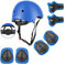 Wayin Conjuntos de Patinajes Niños Protecciones Patines Infantiles con Casco Ajustables Rodilleras y Coderas para Skate Bicicleta Monopatín Deporte（Azul）