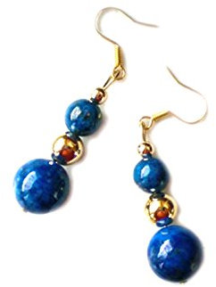 Lapislazuli blau goldener Edelstein Ohrringe Ohrhänger 925er Echtsilber oder Chirurgenstahl Material Vergoldete Ohrstecker Sterlingsilber