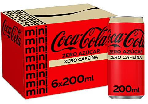 Coca-Cola Zero Sucre Zero Caféine - Soda de cola sans sucre, sans calories, sans caféine - Lot de 6 mini canettes 200 ml
