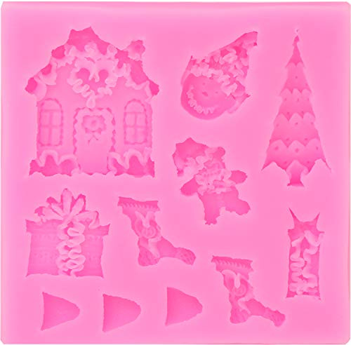 com-four® Silikonform Weihnachten eckig für Marzipan und Fondant | Tortendeko selbst gemacht