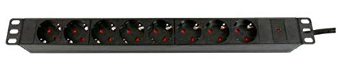 19 Steckdosenleiste 8-Fach mit Schalter schwarz Aluminium Gehäuse 2,5 m Anschlussleitung - 19'' PDU zum Einbau in den Serverschrank