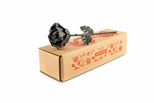Forging Art Bcn® Rosa Eterna in Ferro Forgiato a Mano - Regalo di San Valentino, Festa della mamma, 6° anniversario di matrimonio, Nozze di Ferro (Nero)