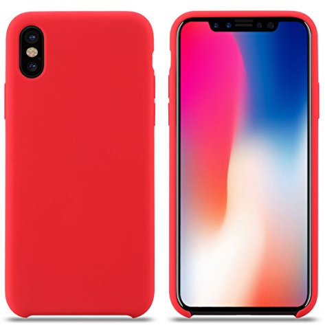 iPhone XS MAX Case, Liquid Silicone Gel Rubber Shockproof iPhone XS MAX Silicone Case with Soft Microfiber Cloth Lining Cushion for Apple iPhone XS MAX. (XS MAX 6.5'', Red)