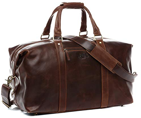 SID & VAIN große XL Reisetasche echt Leder - Sporttasche groß Zane XL - Weekender erweiterbar Handgepäck Herrentasche mit Schultergurt - Herren und Damen braun handgefertigt