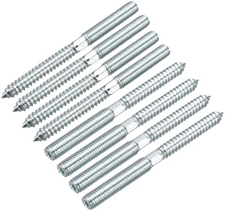 sourcing map 8 Stück M10 Aufhänger Schrauben Länge 4-5/8 (117 mm) Doppelkopfschrauben Selbstschneidende Ersatz 10 mm Holzgelenk Möbelbeine
