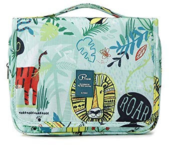 Kulturbeutel für Damen, Kosmetiktasche, Reise, zum Aufhängen, Kosmetiktasche, faltbar, grün, M