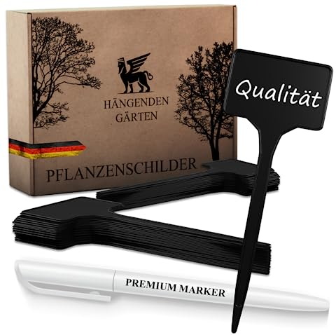 R&M Orient 30er Set Pflanzenschilder mit Marker – 15 cm lang Kunststoff Pflanzenstecker Stecketiketten Kräuterschilder für Beet Garten Blumen Kräuter Pflanzen – Wetterfest Wasserfest (Schwarz)