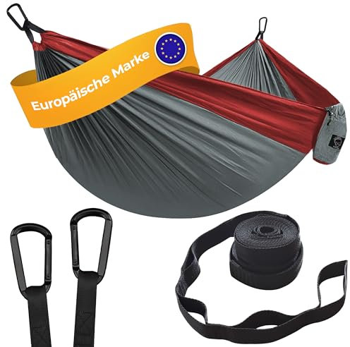 Hängematte Camping - Hängematte 2 Personen, Ultraleichte Outdoor Hängematte, Perfektes Camping Geschenke, Camping Hängematte Outdoor mit 2 Premium Baumgurten + 2 Karabiner