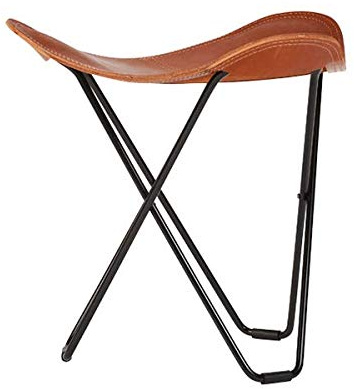 Cuero Flying Goose Pampa Hocker Stahl/Leder Schwarz-Braun Polo-Black, Größe: 48cm x 47cm x 48cm, 1434