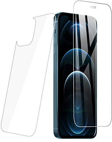 PaceBid 2 Pack Screen Protector Compatible with iPhone 12，[Front + Back] Friendly Thin HD Clear Full Coverage Anti Scratch Soft Film for iPhone 12