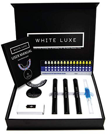 White Luxe Teeth Whitening Kit with LED Mouthpiece & Desensitizing Gel Pen - Enamel-Safe & Formulated by Dentists - Teeth Stain Remover - Peroxide Free & Vegan