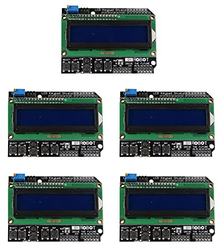 Jopto 5 Stück 1602 LCD Anzeigemodul Mit Tasten LCD Tastatur Tastatur Schild Board Kompatibel mit Arduino UNO R3 2560