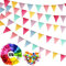OEMG Wimpelkette, 5 Stück Stoff Girlande 75 Wimpel + 100 Bunte Luftballons (175Pcs), 17,5M, Bunt, Rosa, Grün, Blau, Weiß, Orange, Gelb, Rot, SB-104