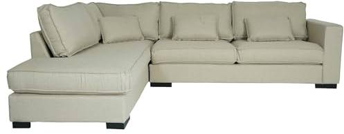 Mendler Ecksofa HWC-J58, Couch Sofa mit Ottomane Links, Made in EU, wasserabweisend 295cm - Stoff/Textil Sand-braun