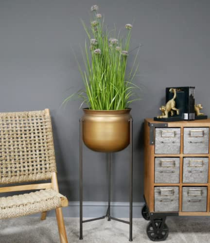Large Tall Gold Metal House Plant Flower Pot Display Stand Planter Holder - Available In 2 Sizes (Large)