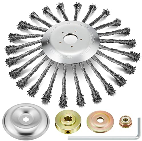 Amylove 10 Inch Wired Trimmer Head Upgraded Indestructible Weed Trimmer Blade Steel Wire Brush Cutter Trimmer Head Grass Replacement Weed Blades Unbreakable Wired Trimmer Blade for Lawn Mower