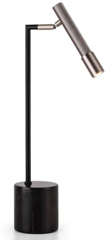 HARPER LIVING LED Black and Pewter Desk Table Light with Marble Base, Adjustable Light Head with Touch Dimmer Switch