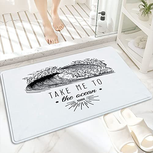 Badematte, rutschfest Waschbar Badezimmerteppich 60x100 cm,Bring mich zum Ocean Vector Hand Lettering Mot,Badvorleger mit Wasserabsorbierenden, Weichen Mikrofasern für Badewanne, Dusche und Badezimmer