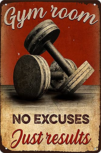 Metall-Blechschild mit Motivation für Fitnessstudio, Gewichtheben, Hantel, Fitness, Poster, Malerei, Zuhause, Männerhöhle, Garage, Wanddekoration, Retro-Poster, 20,3 x 30,5 cm