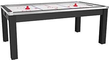 Air Hockey Toronto 7 Pieds Convertible en Table à Manger - 8 Personnes - Coloris Noir grainé avec Surface Blanche (sans Plateau Table)