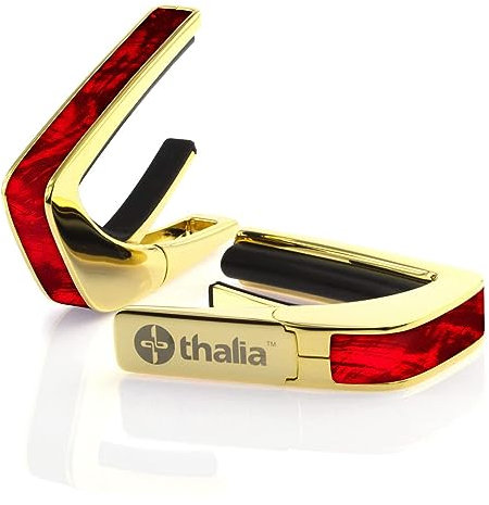 Thalia Exotic Shell Series Kapodaster mit Gold-Finish und Red Angel Wing Einlage