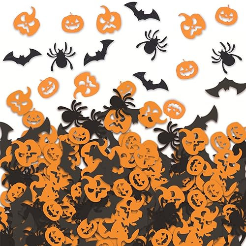 VIKY® Halloween Kürbis Konfetti, 100 Stück Party Confetti, Fledermaus Streudeko Tisch Deko, Spinne Tischdeko für Halloween Dekoration