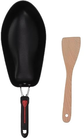 Fockety Nonstick Frying Pan, Oval Fish Shaped Skillet, Stainless Steel Nonstick Fry Pan with Wooden Shovel, for Restaurant Kitchen Cooking Pan Grilling Meats, 21.7in L, 7.2in W, 3.4in D