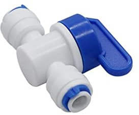 Kugelhahn-Rohrverbinder, Kugelhahn PiConnector RO, gerader Schlauch mit 1/4 Zoll Außendurchmesser, Schnellanschluss, PiControl-Armaturen, Kunststoff-Wasserkugelhahn, Reversier-Osmose-Aquarium-Armatur