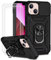 Dechyi Cover per iPhone 13 mini con Vetro Temperato Custodia con Scorrevole Protezione Fotocamera Custodia Rotante Anello Supporto Antiurto TPU Bumper Custodie-Nero