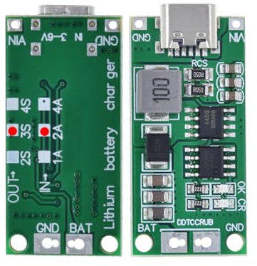 Hailege 2pcs Multi-Cell 2S 3S 4S Step-Up Boost LiPo Polymer Li-Ion Ladeplatine USB-C bis 8,4 V 12,6 V 16,8 V (3S 2A) 7,4 V 11,1 V 14,8 V 18650 Lithium-Batterie-Boost-Modul Typ C