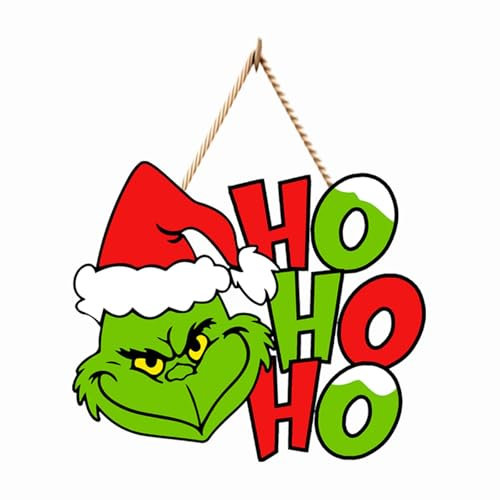 Letrero de madera de Navidad para colgar en la puerta delantera, para decoración de puerta delantera, decoración de corona de pared para Navidad, fiesta familiar y infantil