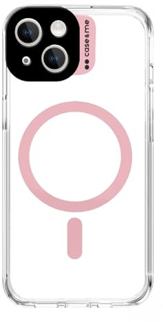 case&me Transparente Hülle mit MagSafe-Modul für iPhone 15, MagSafe kompatibel, Kameraschutz, Hellblau