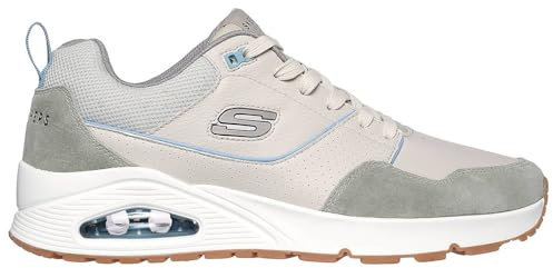 Skechers Men's Uno Retro One Sneaker, Natural Leather and Suede/Duraleather/Mes, 7 UK