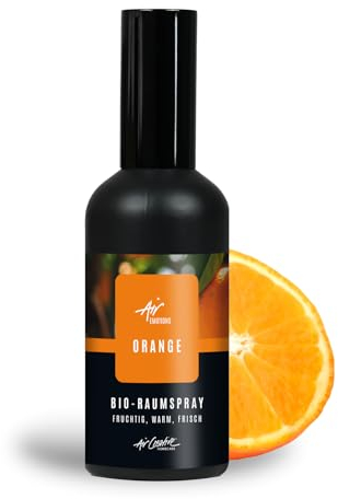 Air Creative® Raumspray Orange - fruchtiger Orangenduft - echtes Orangenöl in BIO-Qualität - positiv stimmender Raumduft - in eleganter schwarzer Glasflasche